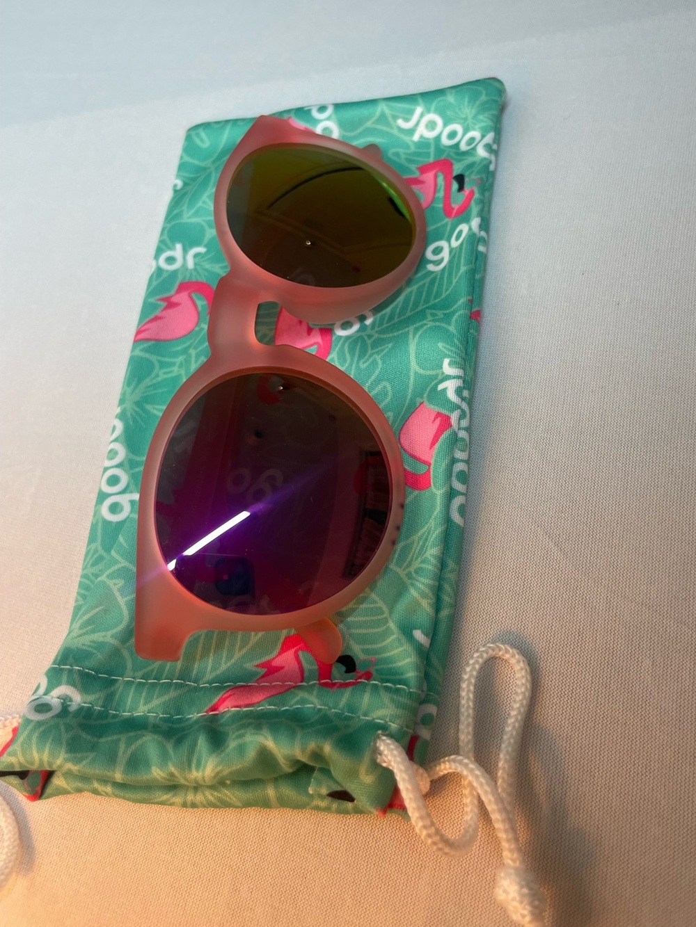Round Pink Kids Sunglasses with Mirrored Lenses
